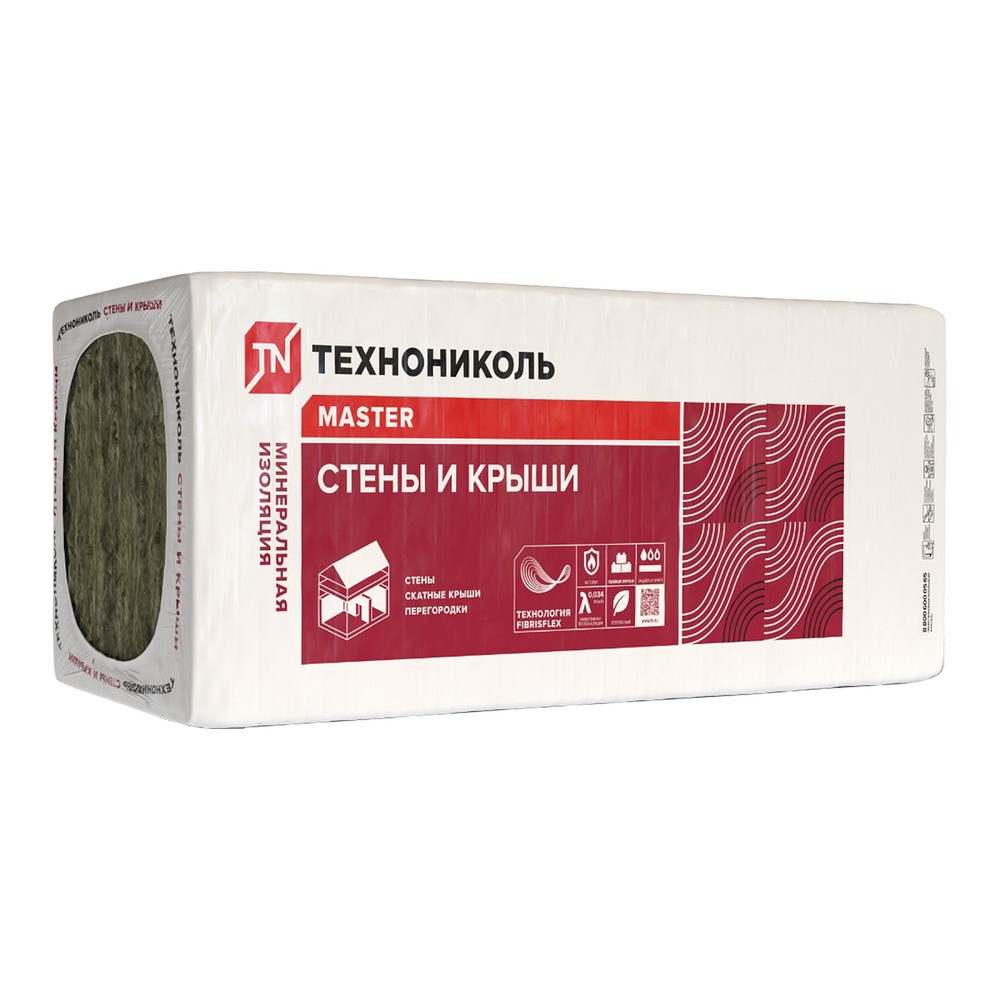 Утеплитель ТЕХНОНИКОЛЬ  34 PN 1000х610х50 мм Стены и крыши уп.8 плит 4,88 м2 минвата (стекловолок 