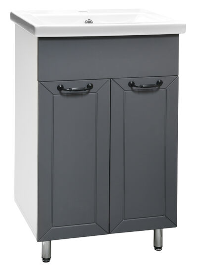 Тумба Вегас 60 2 дв.(2 ящ) (Графит софт) под умыв."Como-60" 465*800*430