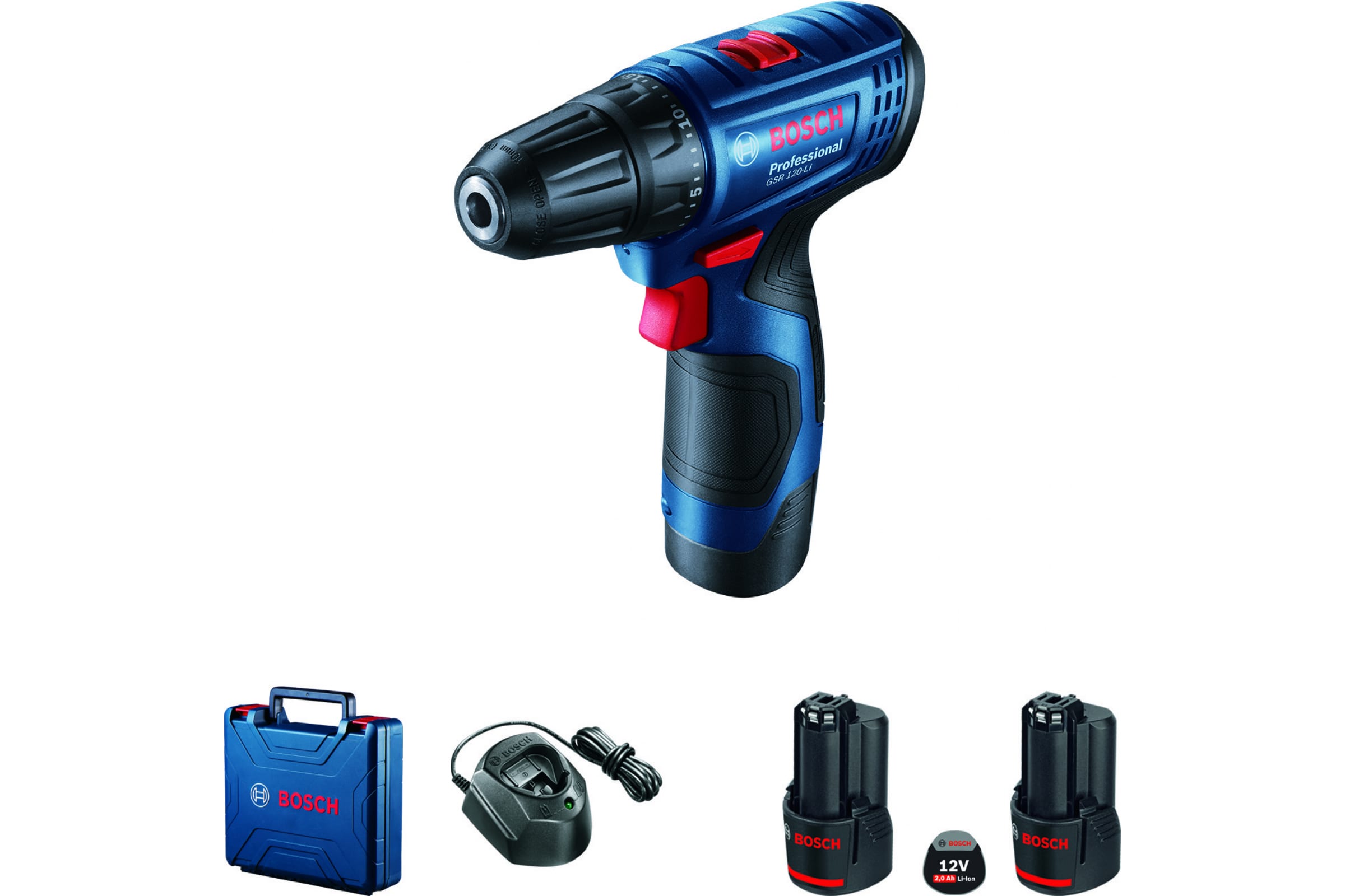 Дрель-шуруповерт Bosch Pro GSR 120-LI 12 B, 2 Ач,30 Нм 2 акк, кейс