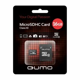 Флеш карта MicroSDHC 16Gb QUMO  Class10 + Адаптер RTL