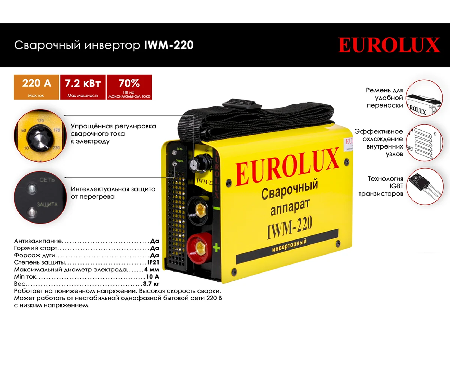 Сварочный аппарат инверторный IWM220 Eurolux