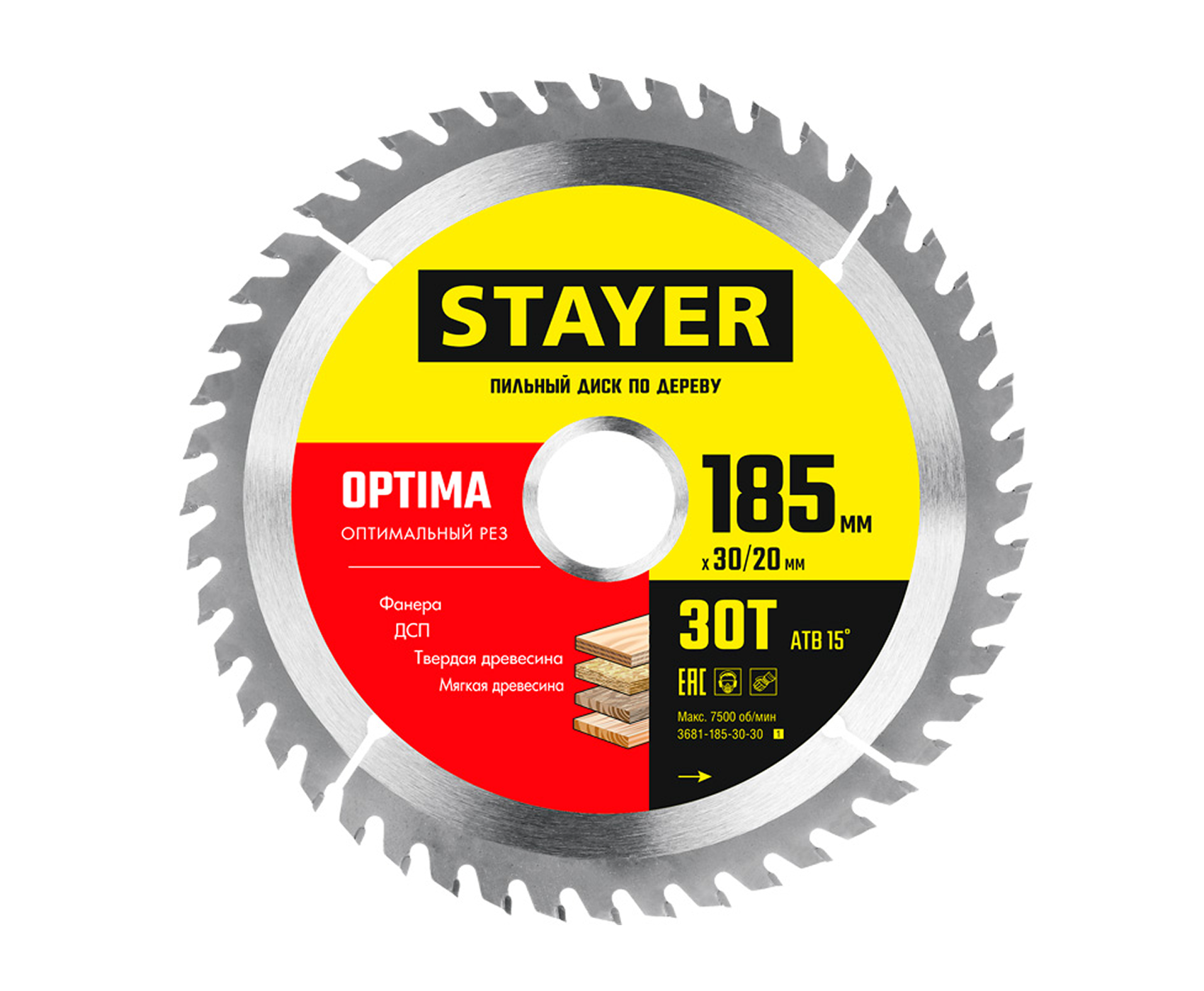 Диск пильный по дер. STAYER MASTER "OPTI-Line" 185х30мм, 30Т