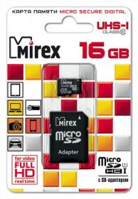 Флеш карта MicroSDHC 16Gb MIREX К10 Class 10 OltraMax