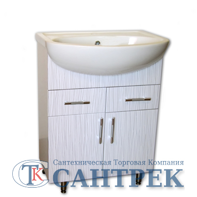 Тумба Ника-60 (белый полосатый) 2ящ.2дв под ум.Эрика-61(байкал 60)