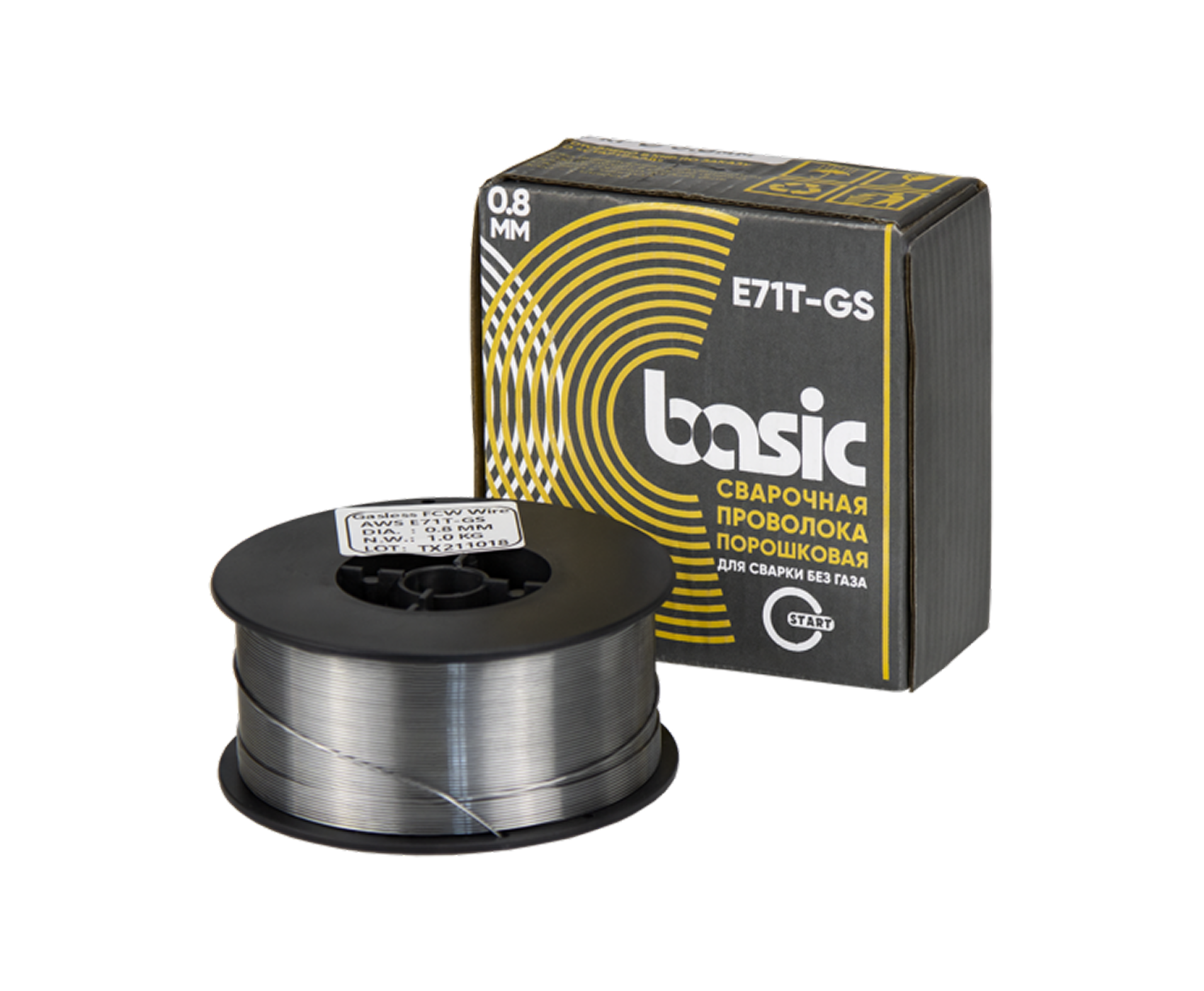 Проволока сварочная порошковая E71T-GS (д.0,8/ 1 кг)