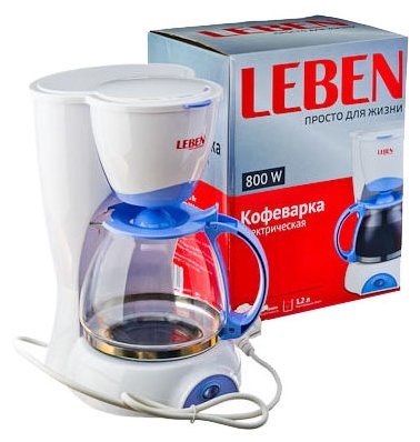 Кофеварка LEBEN 800W на 12 чашек 475-043