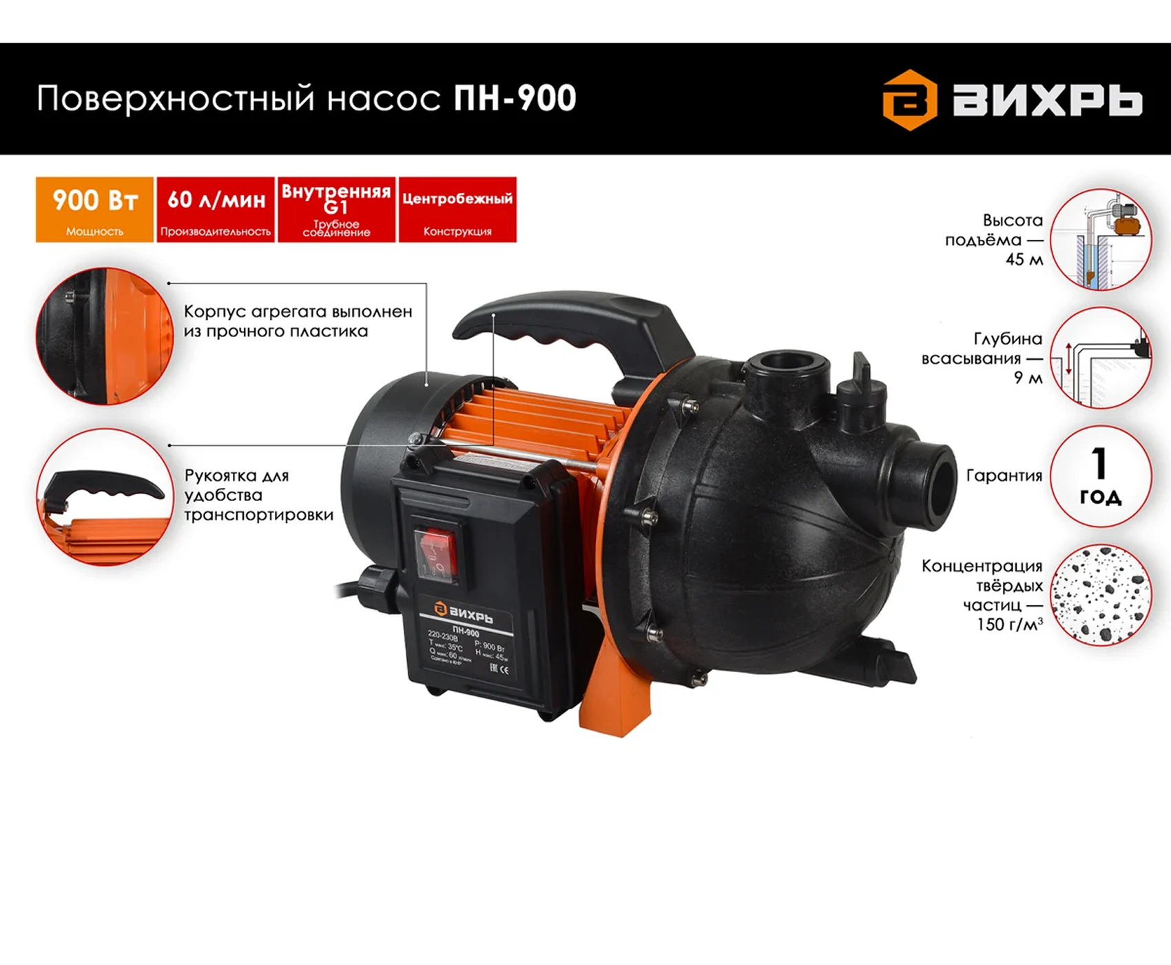 Насос Вихрь поверхностный ПН-900