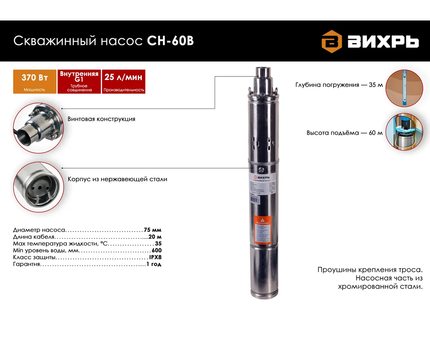 Насос Вихрь скважинный CH-60B