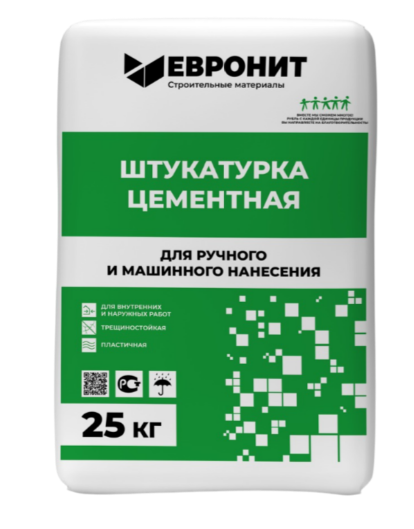 Смесь Штукатурка цементная для машинного и ручного нанесения Евронит (25 кг) 56 шт.